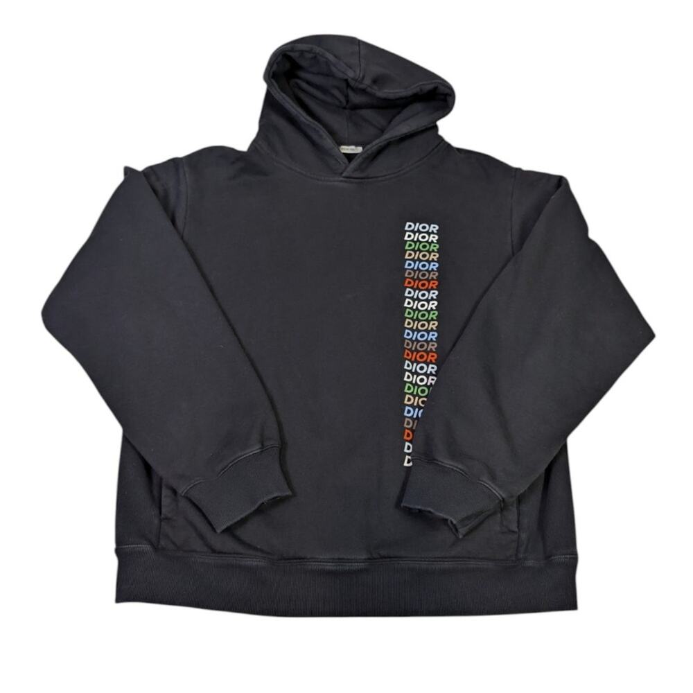Christian Dior Black Logo Hoodie Mens 3XL Made in Italy Luxury Streetwear